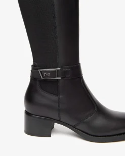 Nero Giardini Stivali Donna in Pelle e Tessuto Nero Clearance