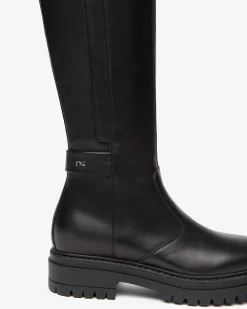 Nero Giardini Stivali Donna in Pelle e Materiale Tecnico Nero Hot