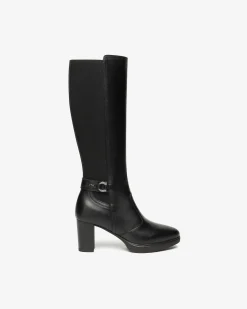 Nero Giardini Stivali Donna in Pelle e Tessuto Nero Discount