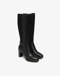 Nero Giardini Stivali Donna in Pelle e Tessuto Nero Discount