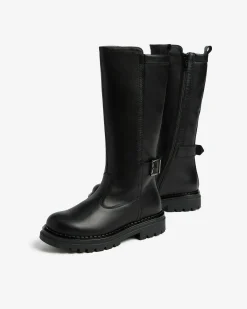 Nero Giardini Stivali Teen da Ragazza in Pelle e Materiale Tecnico Nero Discount