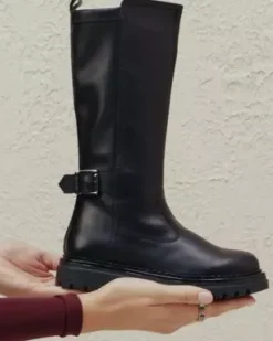 Nero Giardini Stivali Teen da Ragazza in Pelle e Materiale Tecnico Nero Discount